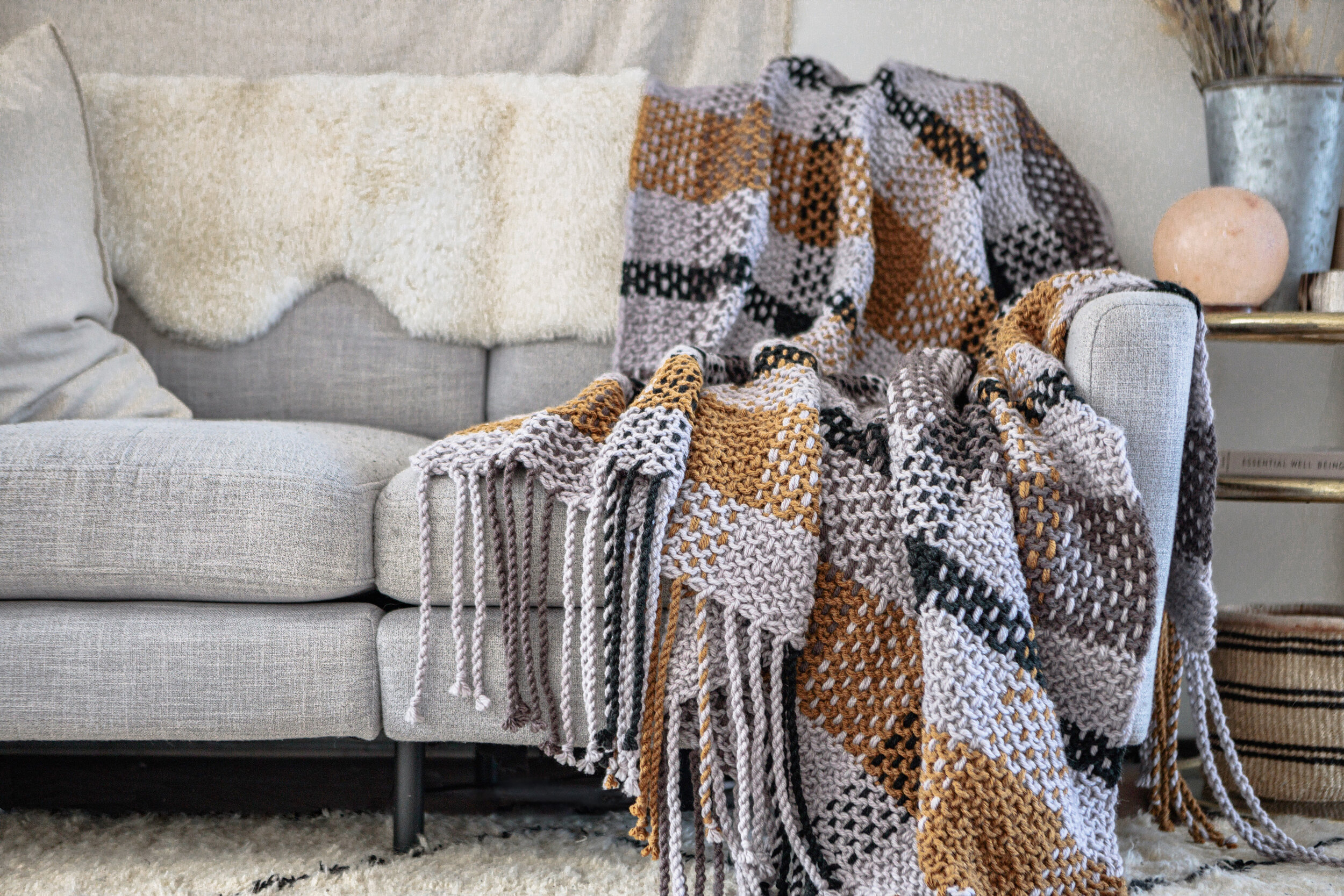 Moonstone Plaid Blanket Knitting Pattern Two of Wands